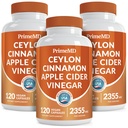 5-in-1 Ceylon Cinnamon Capsules 2355mg - Apple Cider Vinegar Capsules with Turmeric, Panax Ginseng & Bioperine - Cinnamon Supplements for Women & Men - Non-GMO, Vegan, Gluten-Free (120 Ct) (3-Pack)