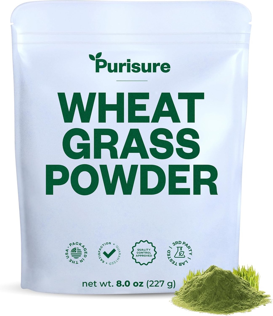 Purisure Wheatgrass σκόνη, 8oz, σιτάρι Grass σκόνη, Πράσινο Superfood για Σαλάτες, Smoothie και Shakes, Superfood σκόνη πλούσια σε Ανοσία Βιταμίνες, Ίνες και ορυκτά, 76 εξυπηρετούν
