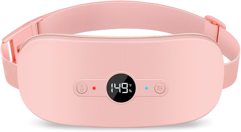 NOWWISH Θέρμανση Pad για την περίοδο Cramps Pain Relief, Portable Electric Cordless Menstrual Θέρμανση Pad Rechargable with 6 Heat Levels and 6 Massage Modes, Christmas Gifts for Women Teen Girls, Pink