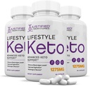 (3 Pack) Lifestyle χάπια Keto 1275MG Νέα & βελτιωμένη Φόρμουλα Περιέχει μηλίτη μηλίτη μηλίτη έξτρα παρθένο ελαιόλαδο σκόνη πράσινο φύλλο τσαγιού 180 κάψουλες
