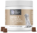 Ωμέγα Μπιτ για σκύλους - Chewable Fish Oil συμπλήρωμα με Ωμέγα 3 λιπαρά οξέα και βιταμίνη Ε για κοινή υγεία και δέρμα & παλτό υγεία - 60 κόμης