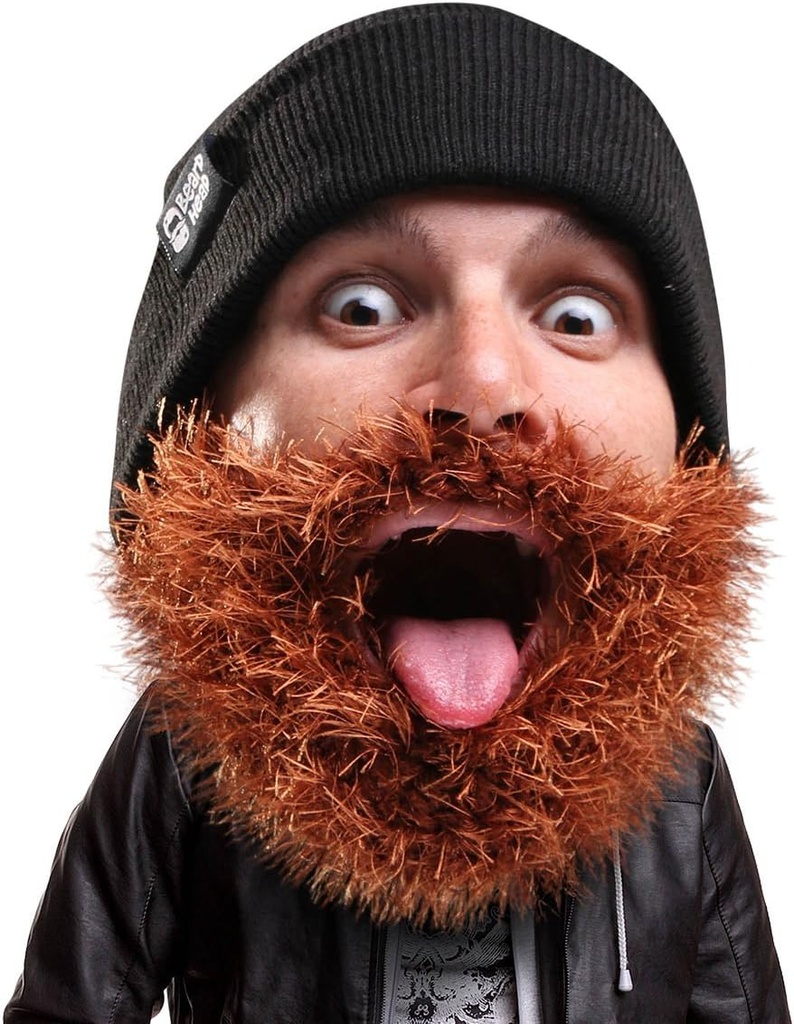 Beanie γενειάδας κεφάλι Bushy μοτοσικλετιστή - αστείο καπέλο πλέγμα και ψεύτικο φόρεμα στολή μαύρο