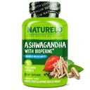 NATURELO Ashwagandha Organic Root Powder - Natural Herbs Supplement for Fatigue, Stress Relief, Mood Enhancer - with Black Pepper Extract - 90 Vegan Capsles