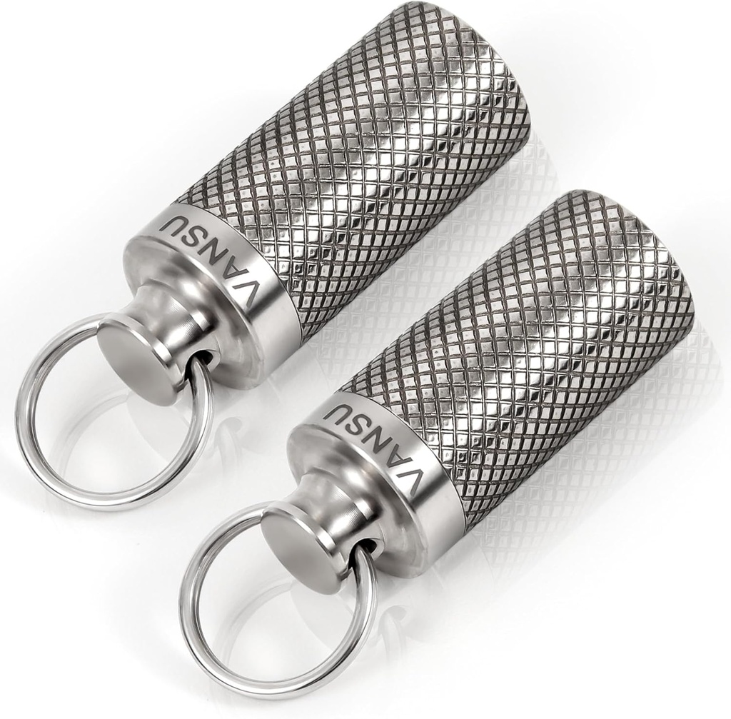 Τιτάνιο Αδιάβροχο Keychain Till Holder, Portable Mini Size Pill Box περίπτωση για υπαίθρια ταξίδια Camping (2 πακέτο)