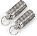 Τιτάνιο Αδιάβροχο Keychain Till Holder, Portable Mini Size Pill Box περίπτωση για υπαίθρια ταξίδια Camping (2 πακέτο)