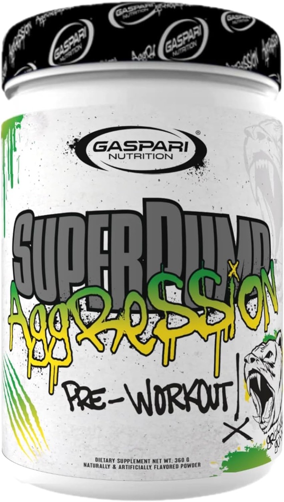 Gaspari Διατροφή SuperPump Επιθετικότητα πριν την προπόνηση: Ενέργεια, εστίαση, αντοχή και ανάκτηση, με Creatine και καφεΐνη (25 εξυπηρετήσεις, Grizzly Gummy)