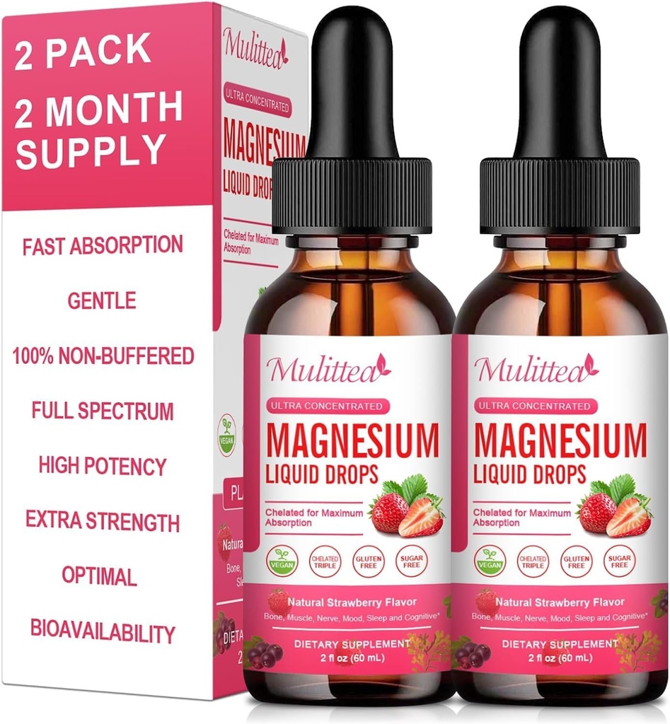 Magnesium Glycinate Liquid, High Potency Magnesium Glycinate, Citrate, Sugar Free Vegan Non-GMO Complex Supplement Promotes Nerv,Relaxation,Muscle,Sleep Support*