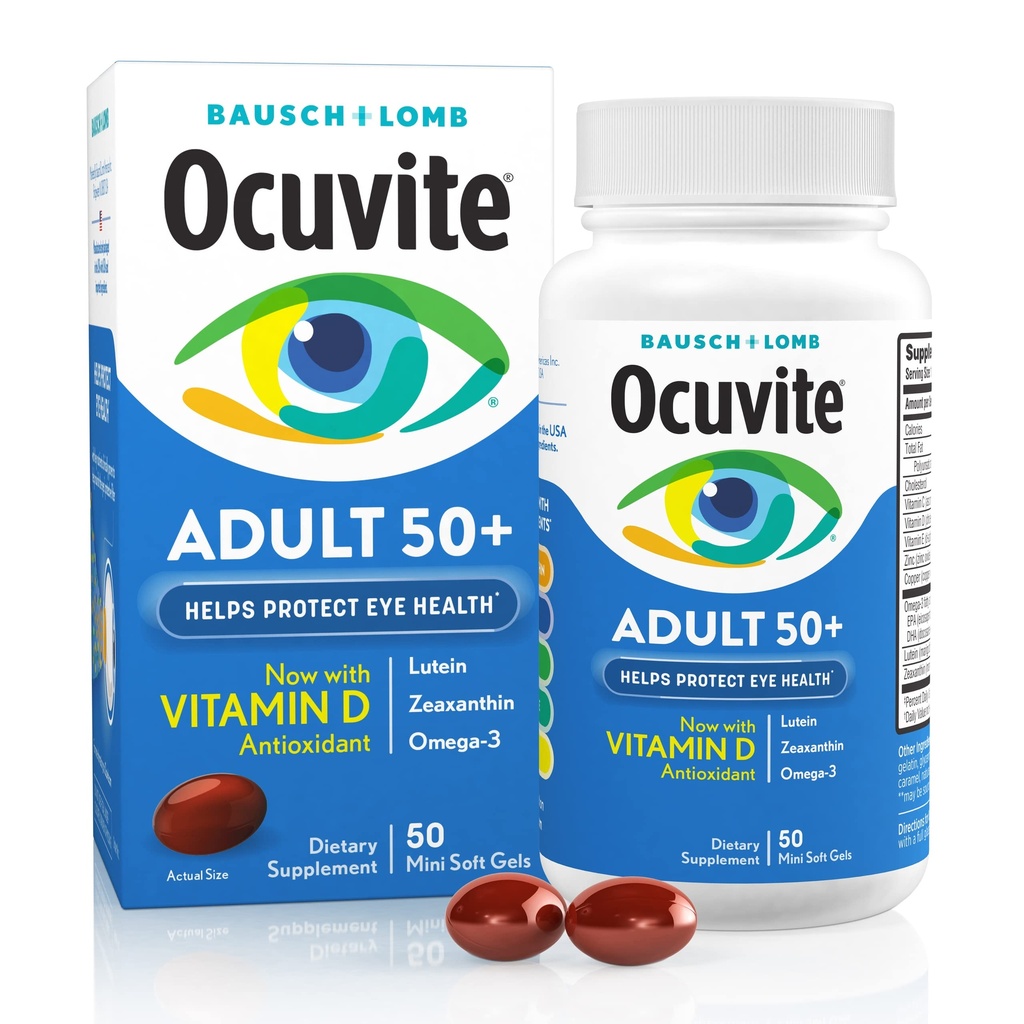 Bausch & Lomb Ocuvite Ενηλίκων 50+ Βιταμίνη ματιών & Ορυκτά Softgels 50 ea (Διαφορά 12)