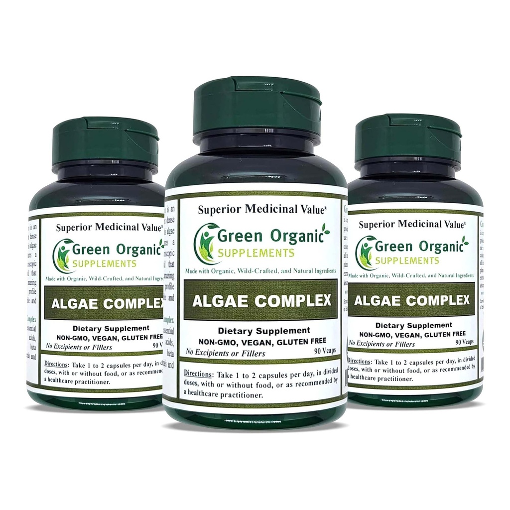 Algae, Fucoidan, Blue Green Algae, Kelp, Bladderwrack, Chlorella, Spirulina, Irish Moss, Dulse, 90 VCaps, High Absorbable, Non-GMO, Gluten-free (Pack of 3)