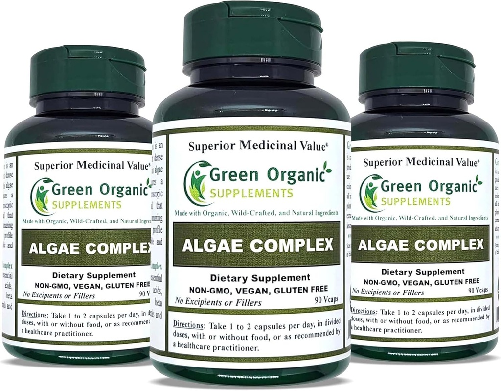 Algae, Fucoidan, Blue Green Algae, Kelp, Bladderwrack, Chlorella, Spirulina, Irish Moss, Dulse, 90 VCaps, High Absorbable, Non-GMO, Gluten-free (Pack of 3)