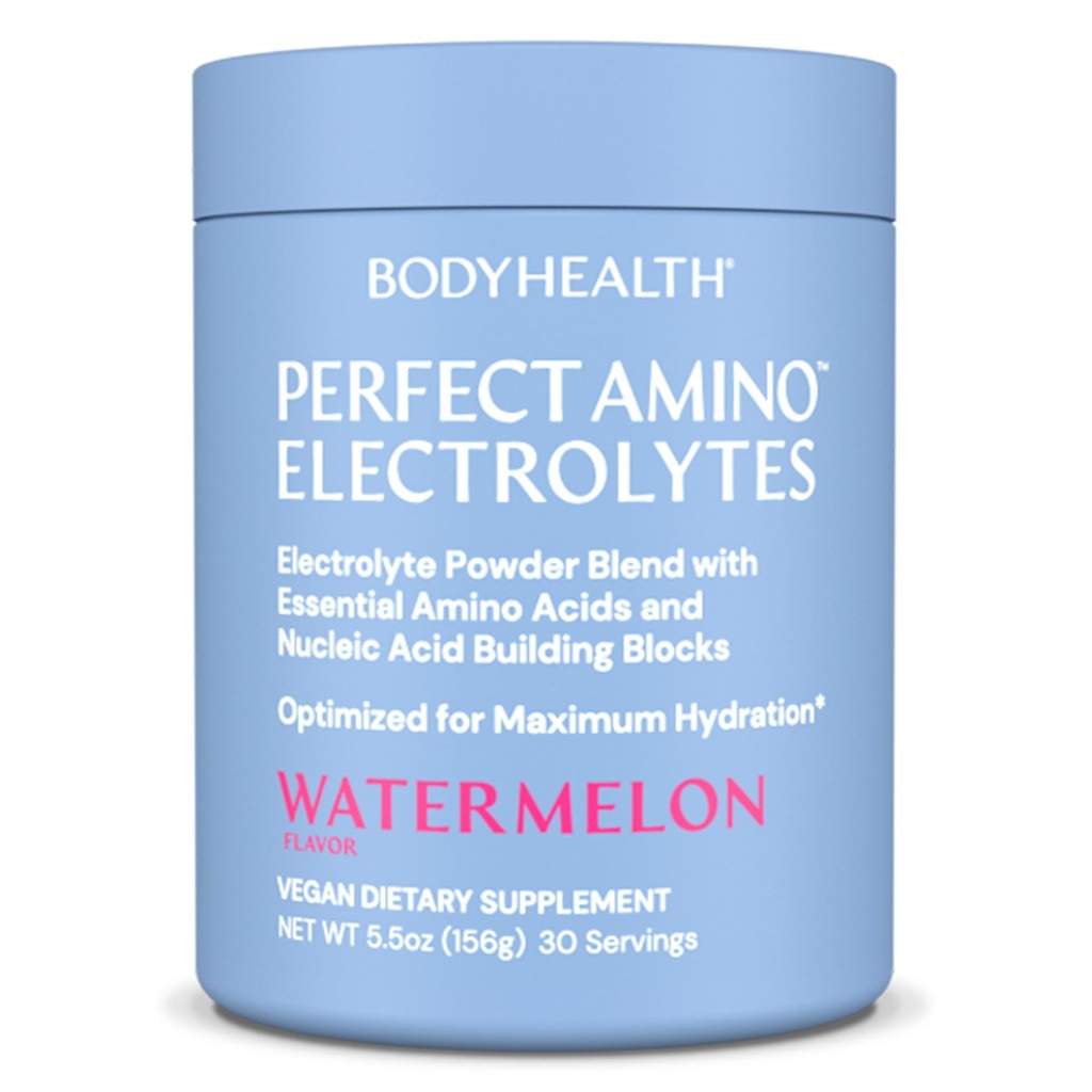 BodyHealth PerfectAmino Ηλεκτρολυτές σκόνη Όχι Ζάχαρη, Keto Ζάχαρη Χωρίς νηστεία Ηλεκτρολυτές Ποτό Μίγμα, Ενυδατική σκόνη με Ανιχνευμένα Ορυκτά - Καρπούζι - 30 Υπηρεσίες
