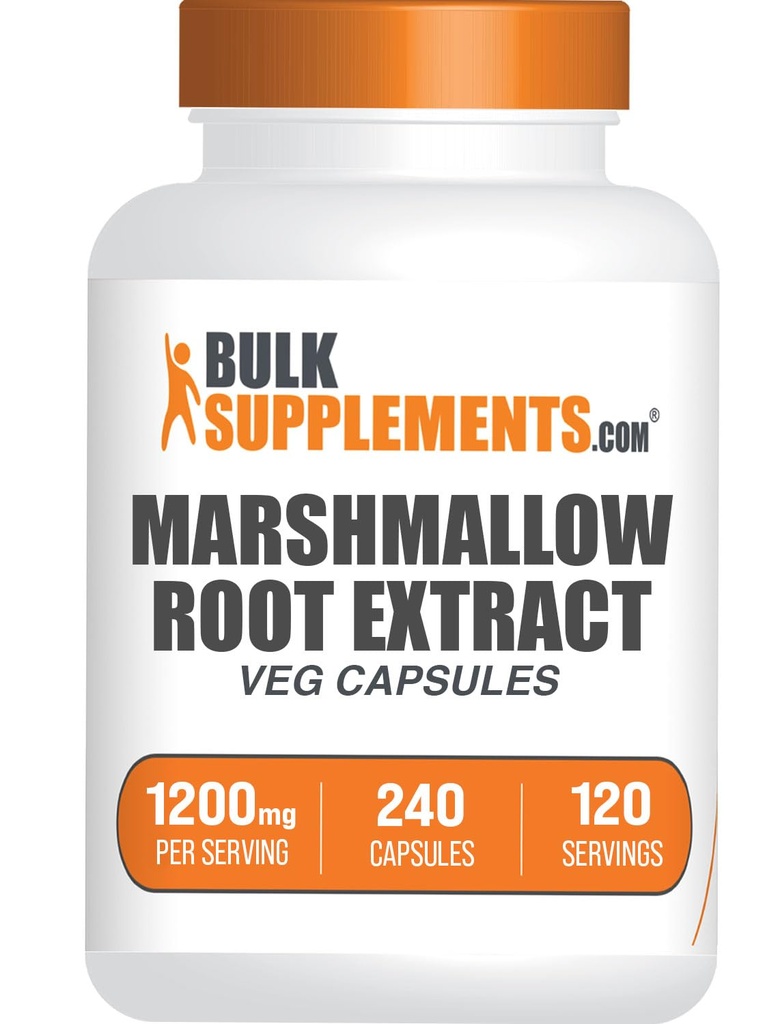 BulkSupplements.com Marshmallow Root Extract Capsules - Herbal Supplement, Marhmallow Root 1200mg - Gluten Free, 2 Capsules per Serving, 240 Count (Pack of 1)