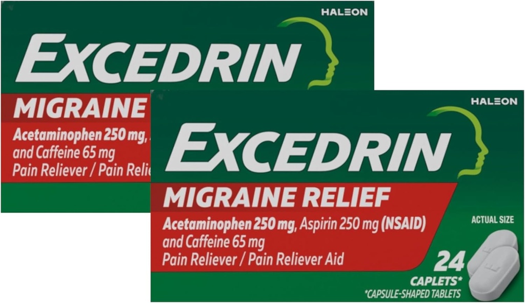Excedrin Migraine Pain Reliever Caplets 24 ea (πακέτο του 2)