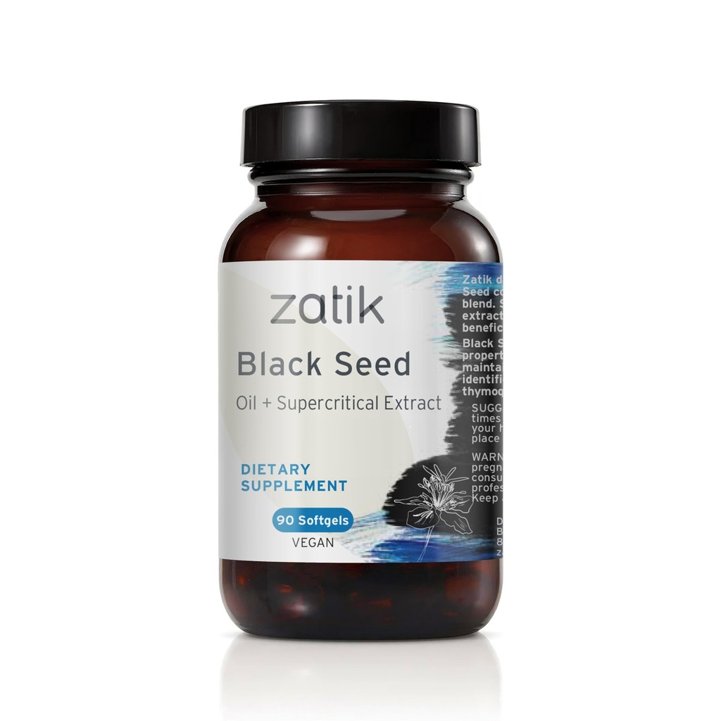 Zatik Naturals - Black Cumin Seed Oil & Supercritical Extract, Ψυχρό Πιέζεται, Δεν έχει καθαριστεί, USDA Βιολογικό, Χωρίς γλουτένη, Vegan, 90 Vegan Softgels