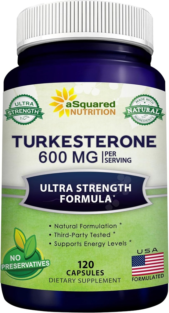 aSquared Nutrition Turkesterone Supplement 600mg - 120 Capsules - Ajuga Turkestanica Extract Powder - Turkesterone Supplement Complex Pills - Natural Formulation