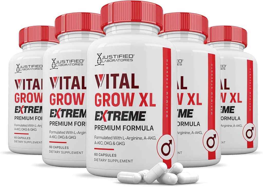 (5 Pack) Vital Grow XL Extreme Pills 1600MG Premium Formula Ιδιοκτητικό Μείγμα για την Υγεία των Ανδρών 300 Κάψουλες