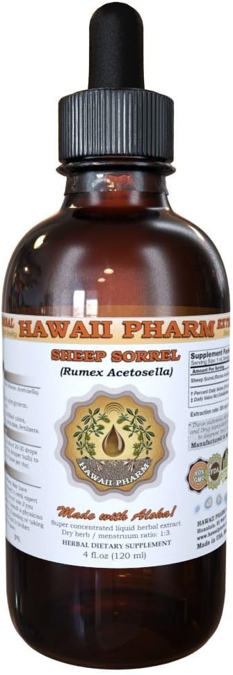 HawaiiPharm Sheep Sorrel Liquid Extract, Organic Sheep Sorrel (Rumex acetosella) Βάμμα, συμπλήρωμα βοτάνων, Κατασκευασμένο στις ΗΠΑ, 2 fl.oz