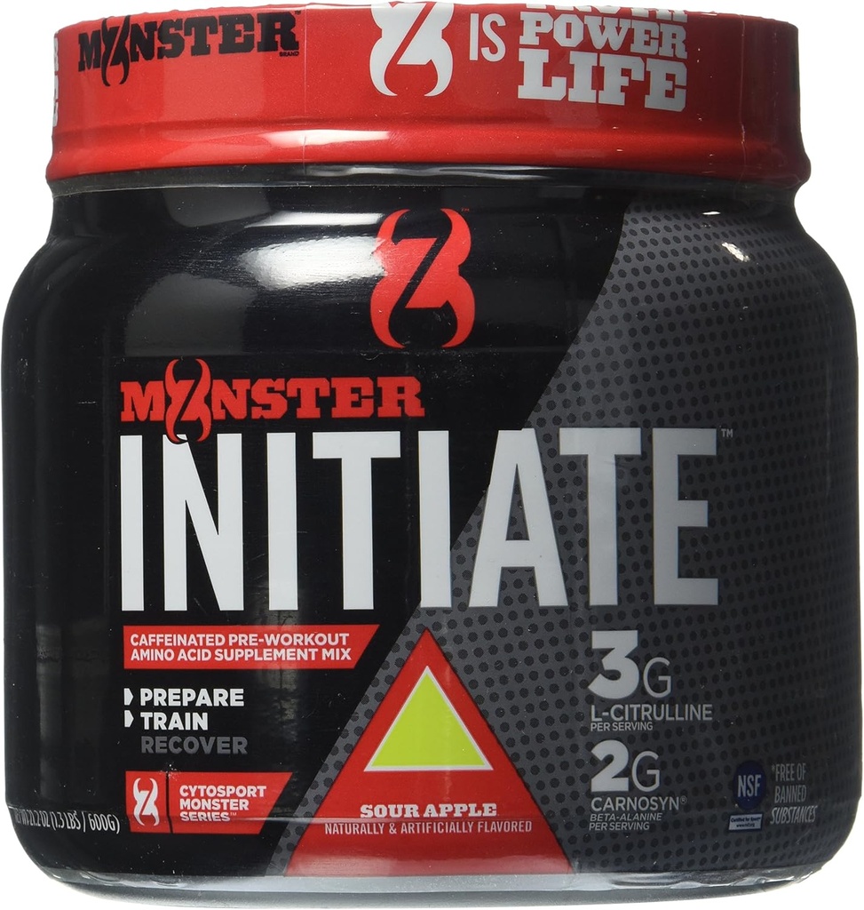 Cytosport Monster Initiate Διατροφικό ποτό, πριν από την προπόνηση σκόνη, Sour Apple Γεύση, 600 γραμμάρια (30 υπηρεσίες)