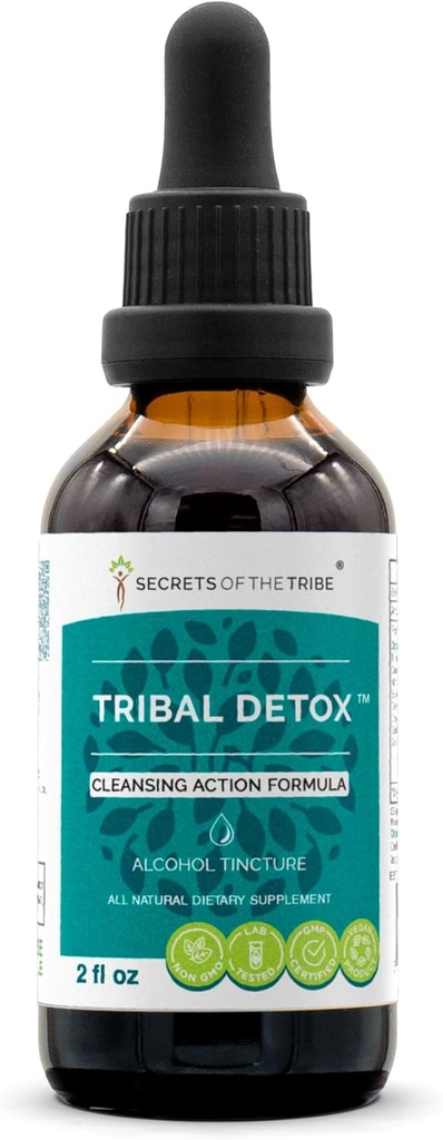 Secrets of the Tribe - Tribal Detox, Cleansing Action Formula, Herbal Supplement Blend Drops Alcohol Liquid Extract (2 fl oz)