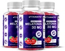 Vitamatic Sugar Free Melatonin 30mg per Gummy - 60 Servings - 60 Χορτοφαγικά Gummies - Μη-Habit Forming Συμπλήρωμα (60 Count (Pack of 3))