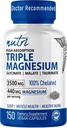 Nutri Triple Magnesium Complex 440mg - Μαγνήσιο Γλυκινικό, Μηλίτη, & Ταυρινικό - 100% Χηλικό για μέγιστη απορρόφηση - 120 Vegan Caps - Τρίκλινο Σύμπλεγμα Μαγνήσιο - Magnesio Triple Complex