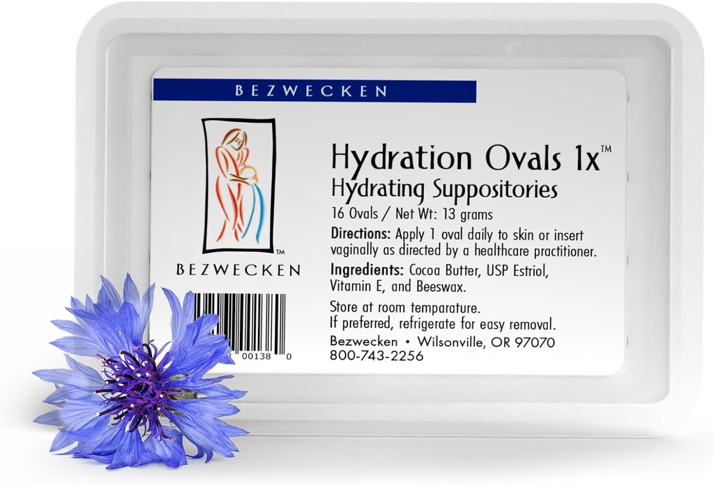 Bezwecken – Hydration Ovals 1x – 16 Oval Suppositories - Professionally Formulated to Alleviate Vaginal Dryness in Menopausal Women - Safe, Natural & Paraben Free