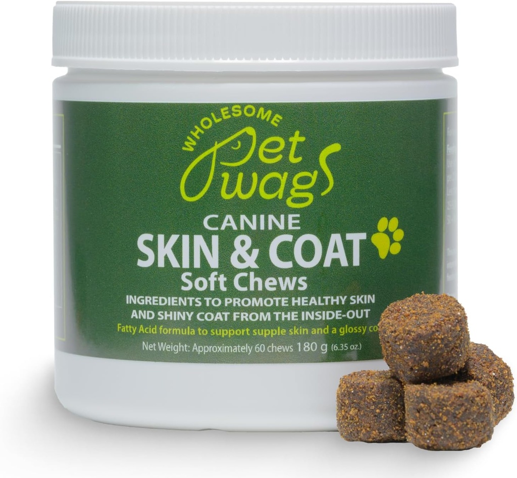 Αλλεργία & Itch Relief for Dogs – Δέρμα & Coat Soft Chews w/Omega-3, Fish Oil, Biotin, Collagen – Μειώνει το Shedding, Προάγει το Υγιές Δέρμα & Λάμψη Γούνα – 60ct