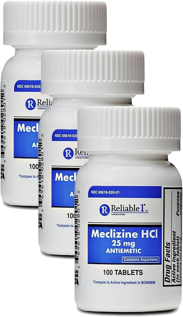 Meclizine HCL 25 mg 100 δισκία (1 φιάλη) (συσκευασία των 3)