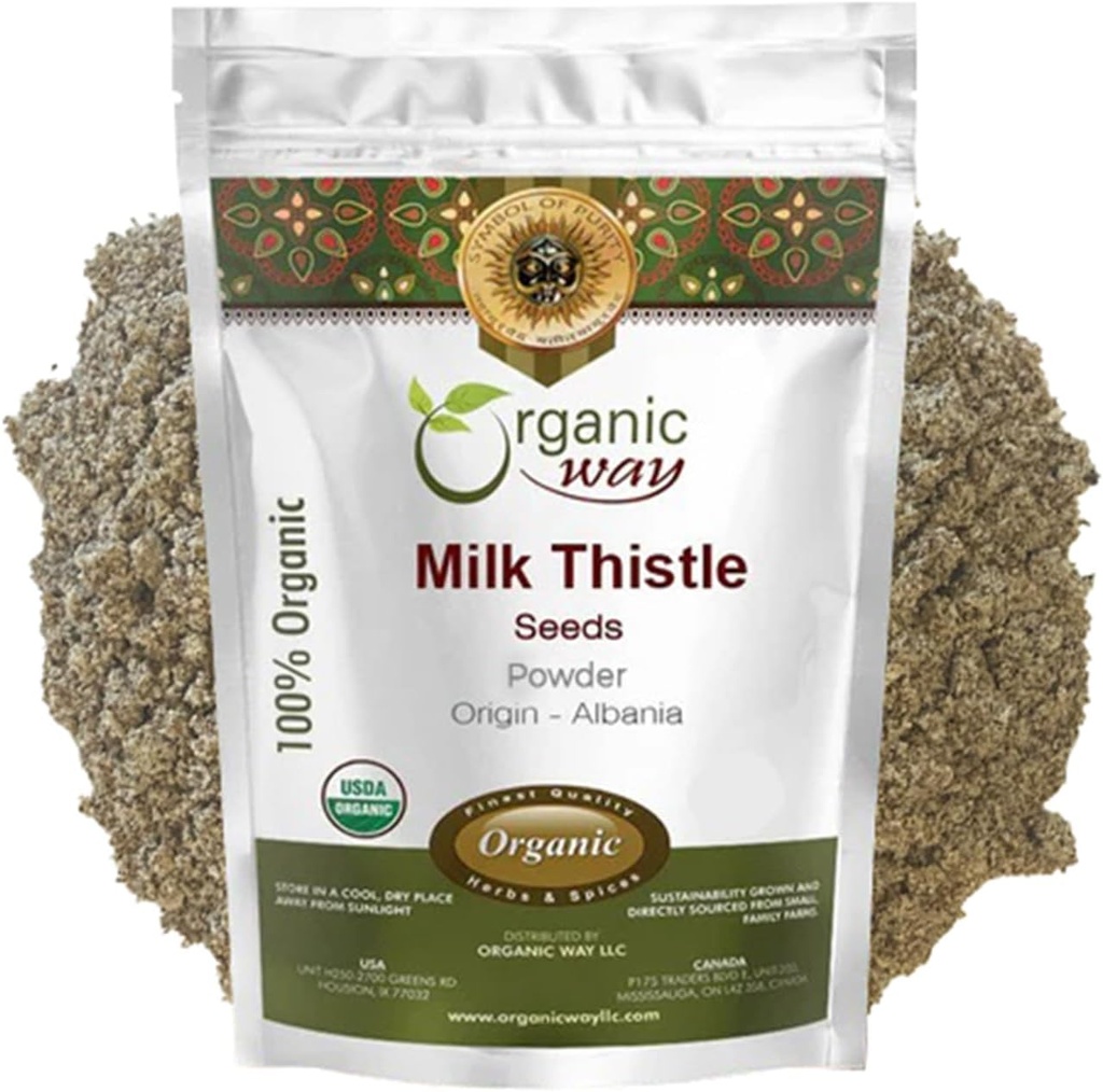 Organic Way Milk Thistle Seeds Powder (Silybum Marianum) - Herbal Tea 
