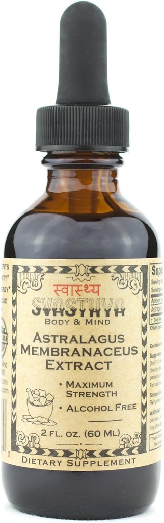 SVASTHYA BODY & MIND Astragalus Membranaceus Liquid Extract - Ενισχύει το ανοσοποιητικό σύστημα & τη διανοητική σαφήνεια, φυσική θεραπεία & ανακούφιση από το στρες, Made in the USA, GMP, 2 oz