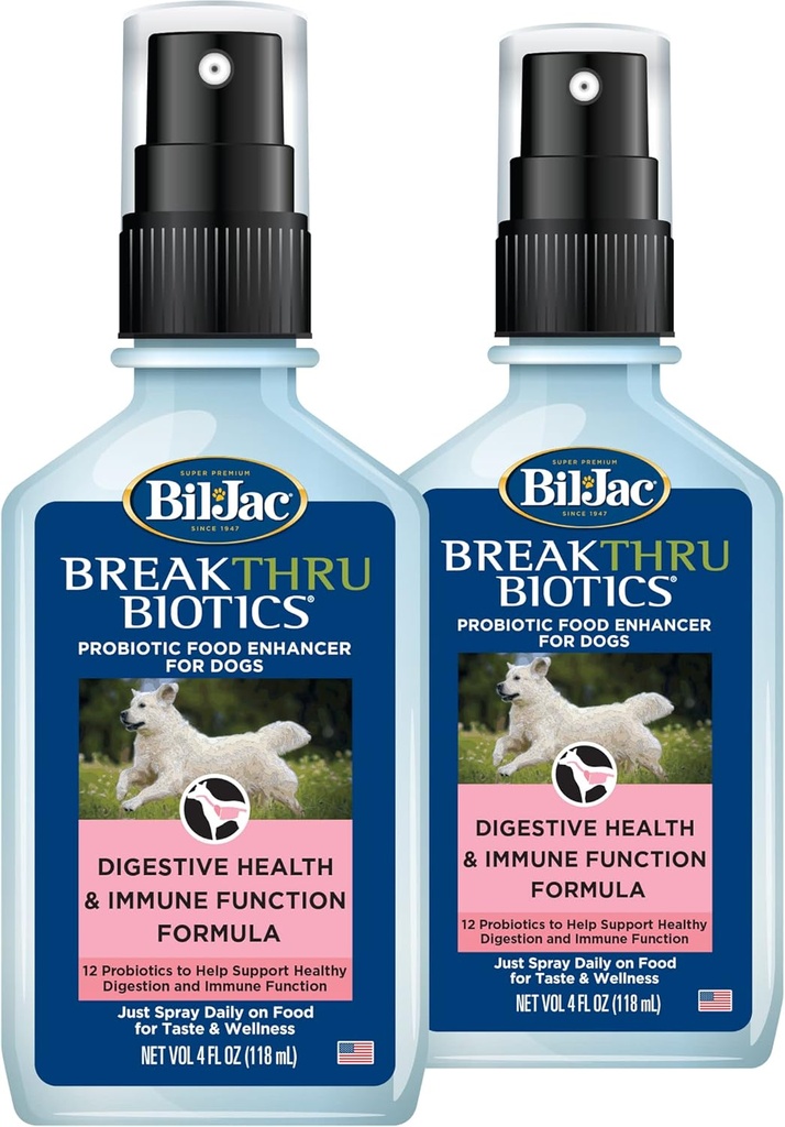 Bil-Jac Breakthru Biotics Probiotic Supplement for Dogs - 2-Pack, Premium Pet Digestive Health Support, Canine Ενισχυτής τροφίμων με φυσικά συστατικά για την ισορροπία των ούρων και την ενίσχυση του ανοσοποιητικού συστήματος