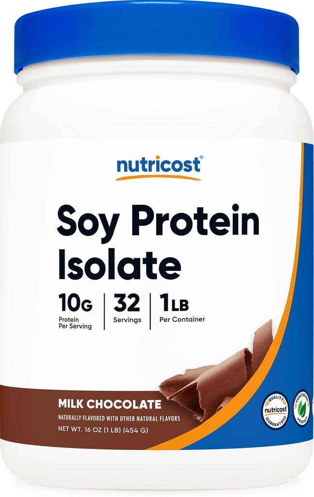 Nutricost σκόνη πρωτεΐνης σόγιας, 1 LB σοκολάτα, 10 γραμμάρια πρωτεΐνης ανά υπηρεσία, χορτοφάγους, μη ΓΤΟ και χωρίς γλουτένη