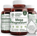 Natural Nutra Mega Magnesium 400mg Supplement - Υψηλή Απορρόφηση Χηλικό Αμινοξύ, Κιτρικό, Μείγμα Ελαχίστης για την ανάπτυξη των μυών, Δύναμη των οστών, Υγεία της καρδιάς, Νεύρο Υποστήριξη - 90 Κάψουλες (Pack of 2)
