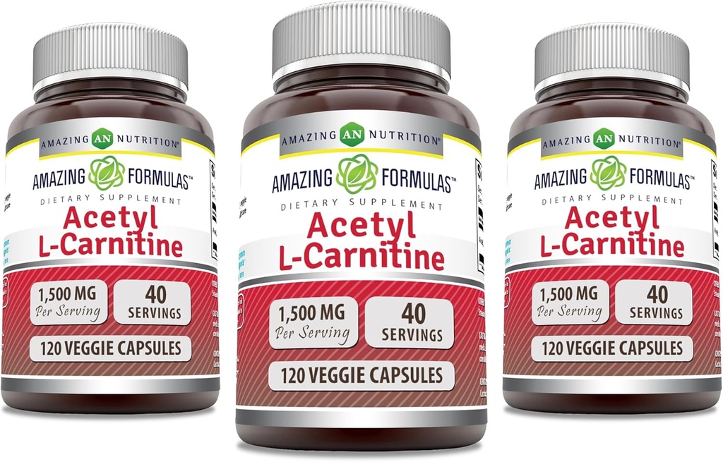Amazing Formulas Acetyl L-Carnitine 1500 Mg Per Serving Veggie Capsules Supplement 