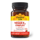 Country Life® Vegan K2-500 mcg, 60 Ct. Μασώμενα δισκία. Φράουλα Γεύση - Πιστοποιημένο χωρίς γλουτένη - Πιστοποιημένο Vegan από την AVA – για την υποστήριξη της υγείας των οστών