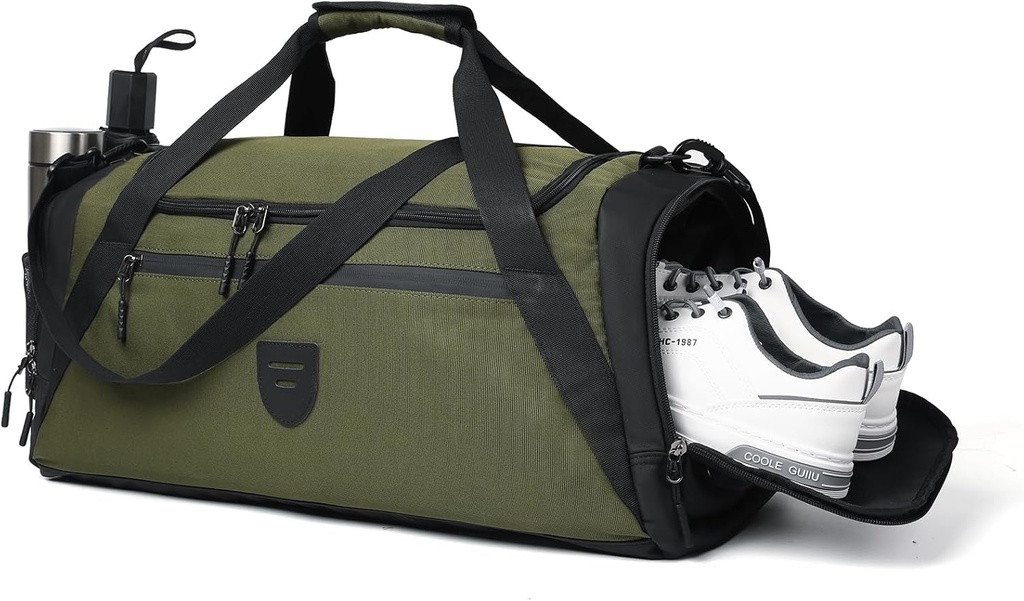 Σακούλα γυμναστικής Duffle για άνδρες και γυναίκες, μεγάλη τσάντα Duffle για άνδρες Ταξίδι, Σαββατοκύριακο Διανυκτέρευση τσάντα με το διαμέρισμα παπουτσιών και βρεγμένο τσέπη, αδιάβροχο τσάντα σπορ Duffle Γυμναστήριο A-TD-003-Πράσινη