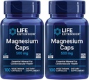 Life Extension Magnesium Caps, 500 mg, Magnesium Succinate, Heart Health, Healthy Bones, Metabolism Support - Pack of Two - 2 x 100 Vegetarian Capsules