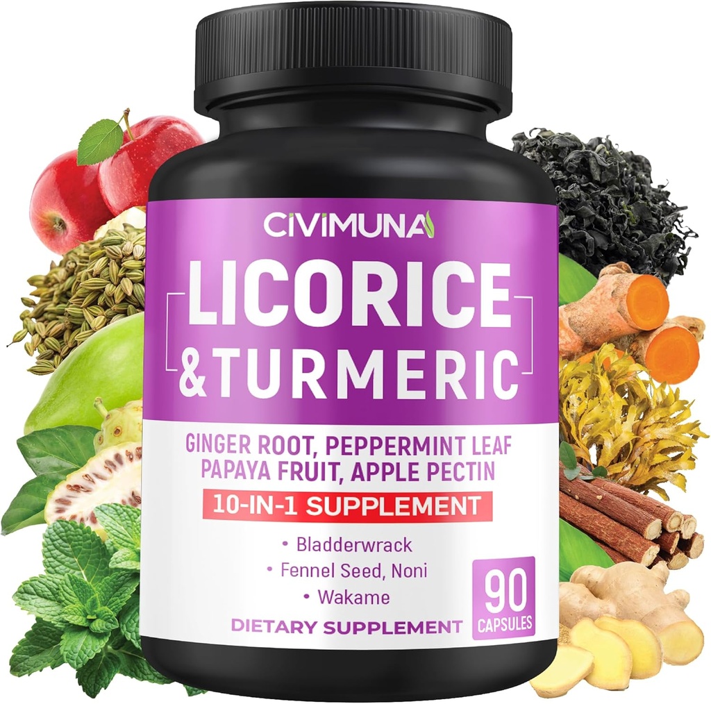 Κάψουλες Licorice με Licorice, Turmeric Root, Ginger Root, Peppermint Leaf, Παπάγια Φρούτα- 3 Μήνες Προσφορά