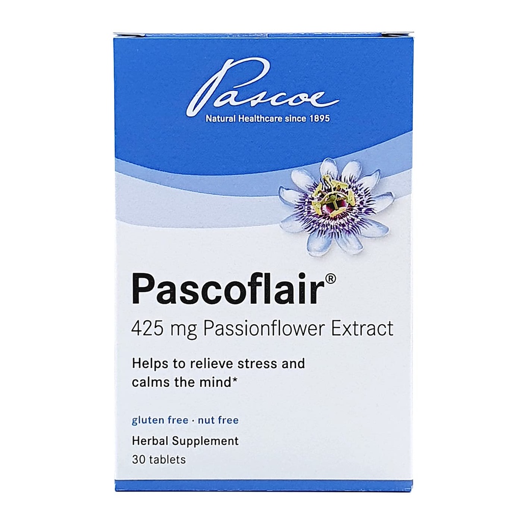 Pascoflair - βοήθημα ύπνου για να ανακουφίσει την ανησυχία και την νευρικότητα, ηρεμεί το μυαλό για να βοηθήσει στην υποστήριξη του υγιούς και ξεκούραστου ύπνου – 425 Mg του Passionflower Extract ανά δισκίο (30 δισκία)
