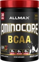 ALLMAX Διατροφή AMINOCORE BCAA Σκόνη, 8,18 γραμμάρια αμινοξέων, Ενδο- και μετά την προπόνηση Recovery Drink, Χωρίς γλουτένη, Λευκό Σταφύλι, 315 g