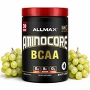 ALLMAX Διατροφή AMINOCORE BCAA Σκόνη, 8,18 γραμμάρια αμινοξέων, Ενδο- και μετά την προπόνηση Recovery Drink, Χωρίς γλουτένη, Λευκό Σταφύλι, 315 g