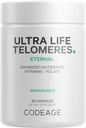 Codeage Ultra Life Telomeres Supplement - 5 MTHF Folate Vitamin B9, Vitamin B12 Methylcobalamin, Vitamin D3, L-Theanine, Ashwagandha - 3-Month Supply - DNA, Methylation Cycle - Non-GMO - 90 Capsules