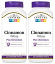 21st Century Cinnamon 2000 mg ανά υπηρεσία Plus Chromium Vegetarian Caps 120 Count - Pack of 2