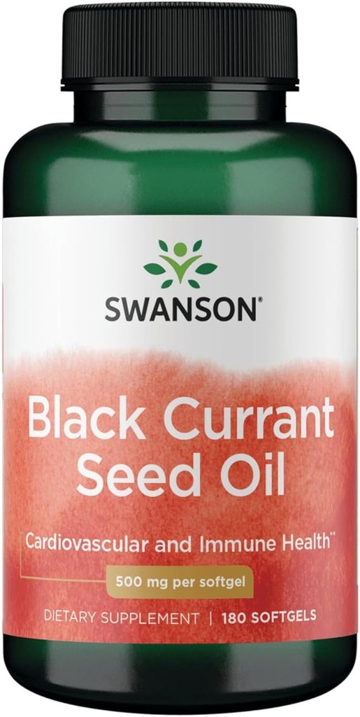 Swanson Black Currant Seed Oil - συμπλήρωμα βοτάνων Προώθηση ανοσοποιητικού συστήματος & υποστήριξης της υγείας της καρδιάς - Φυσική Φόρμουλα Υποστήριξη αρθρώσεων Υγεία - (180 Softgels, 500mg έκαστος)