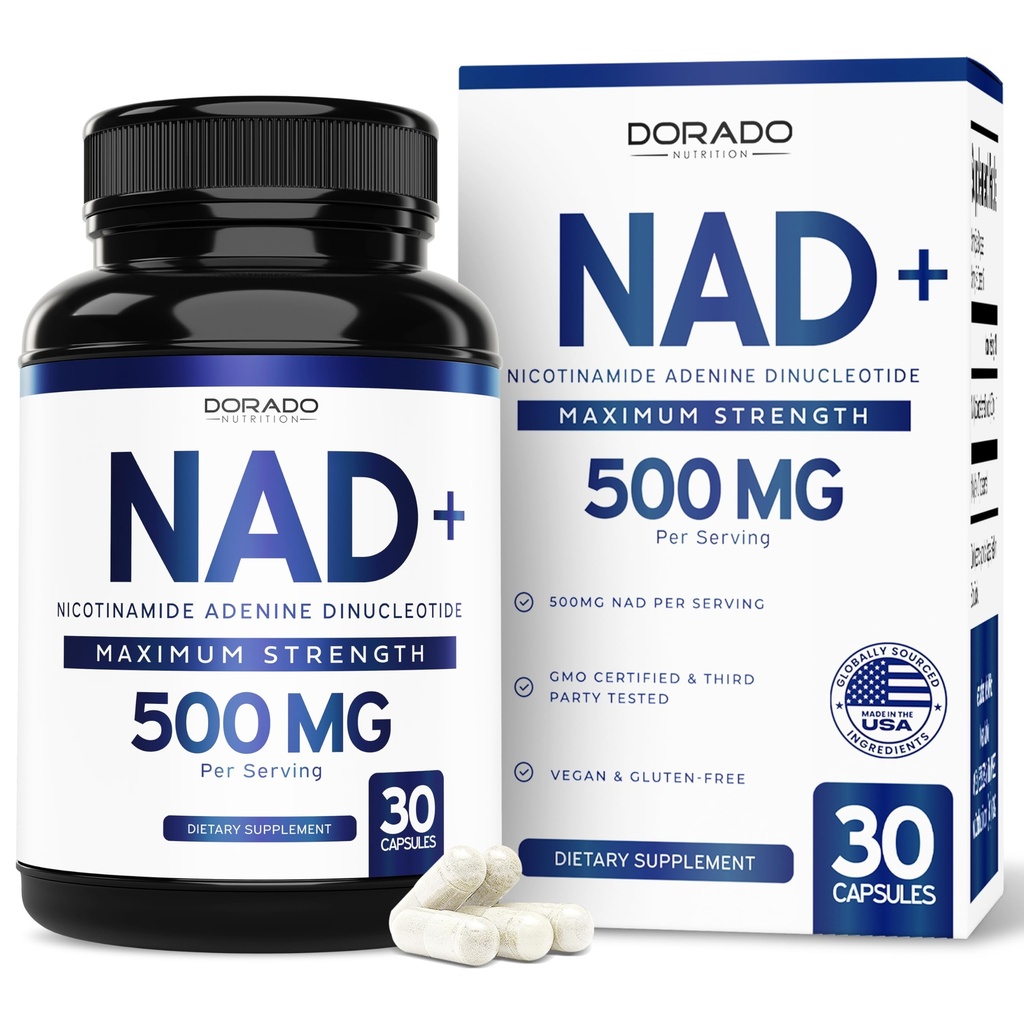 NAD Supplement (500mg από 95% καθαρό NAD+ ανά υπηρεσία) NMN Supplement, NAD Nicotinamide Riboside Support (Trit Party Tested, Vegan Safe, Non-GMO, No Fillers, & Made in the USA - 30 Vegan Capses)