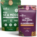 KIKI Green Sea Moss Powder Bundle - Immune Support Superfood Complex 8 oz, 6 oz - Ακατέργαστη Θάλασσα Moss, Burdock Root, Bladderwrack, Elderberry Extract - για Ανοσία Boost, Ενέργεια & Υποστήριξη Υγείας