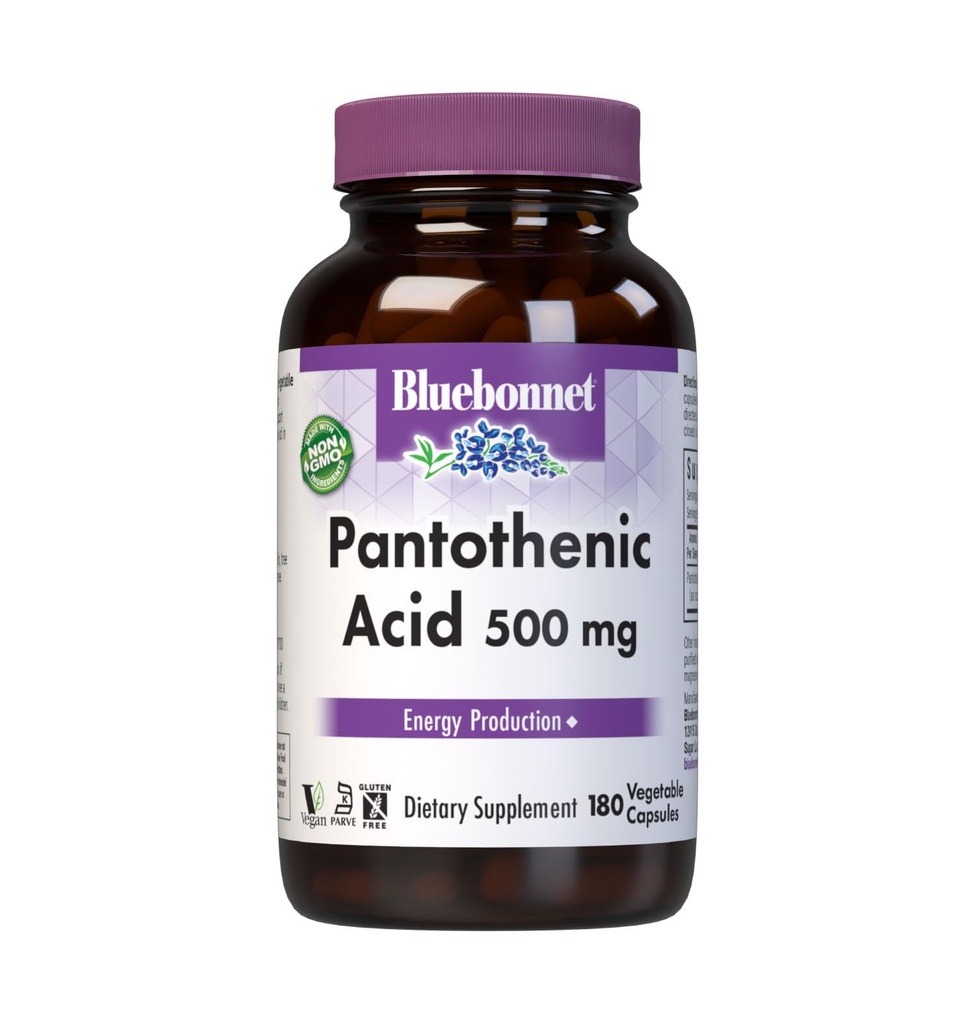 Bluebonnet Παντοθενικό οξύ 500 mg Καψάκια λαχανικών, 180 μέτρα