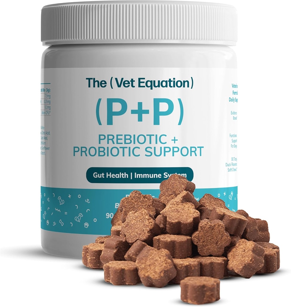 Προβιοτικό & προβιοτικό για σκύλους – Digestive & Gut Health Chews – Φυσικό άρωμα πάπιας, 90 Count – με Bacillus Subtilis, Βιταμίνη B12 & Φολικό οξύ – Υποστηρίζει ανοσοποιητική & Digestive υγεία