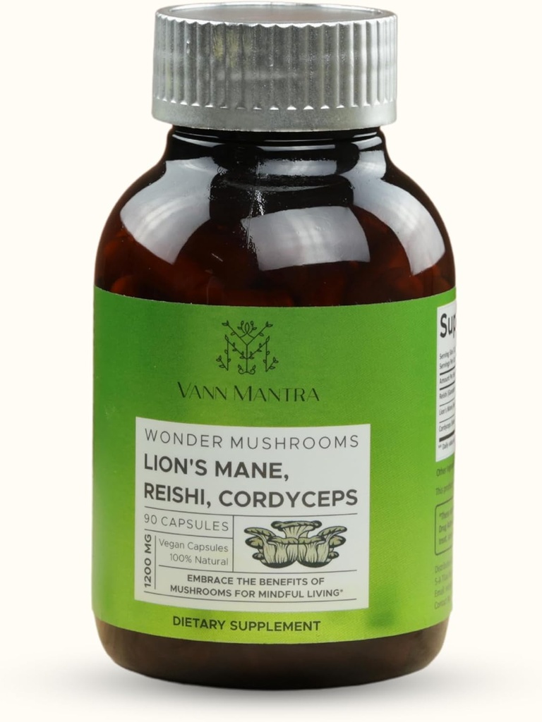 Συμπλήρωμα μανιταριών Lion's Mushroom - 1200mg, 90 κάψουλες Vegan - Υποστηρίζει τη μνήμη, τη διανοητική σαφήνεια, την εστίαση και τη συγκέντρωση - Γνωστική Booster λειτουργία - Φυσική φόρμουλα για την υγεία του εγκεφάλου