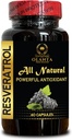 RESVERATROL Extract - Κοινό συμπλήρωμα υγείας, χωρίς γλουτένη αντιοξειδωτικά, Resσβερατρόλη υψηλής ισχύος, Βιολογικά αντιοξειδωτικά συμπληρώματα, Ενεργειακή υποστήριξη - 1 φιάλη 60 κάψουλες